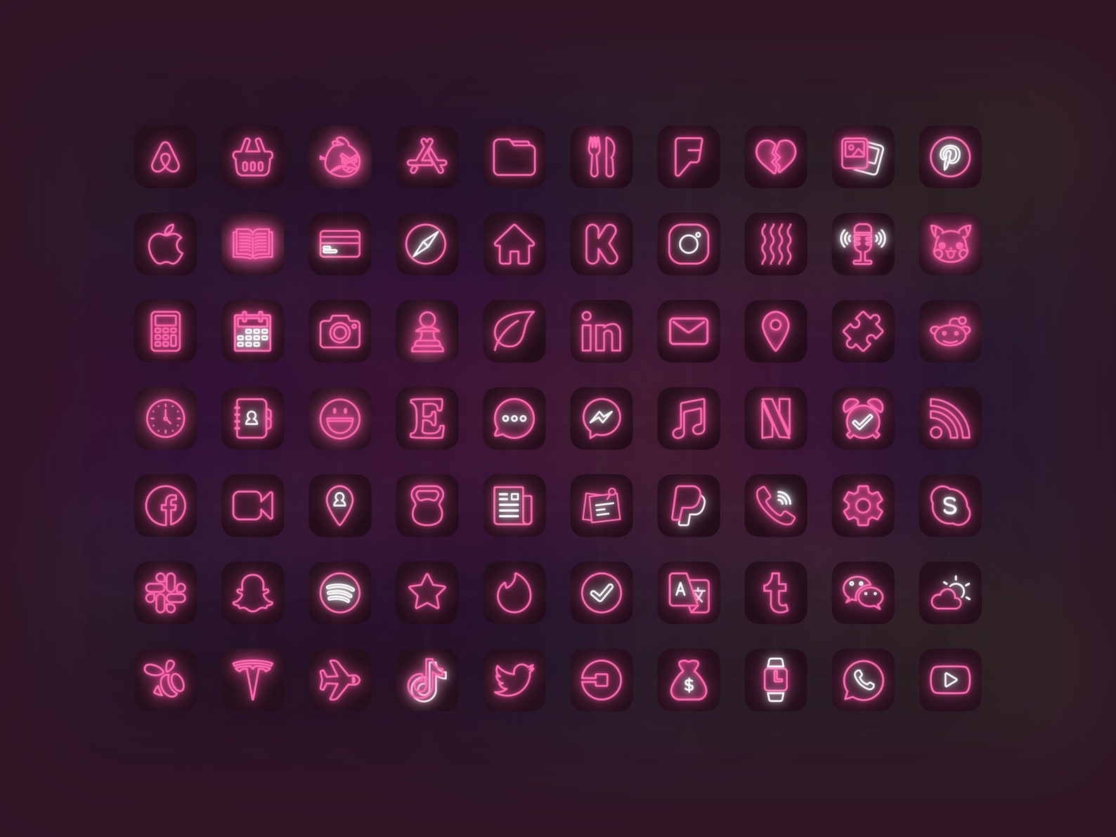 70 iOS 14 App Icon Pack Pink Neon Aesthetic for iPhone Home | Etsy