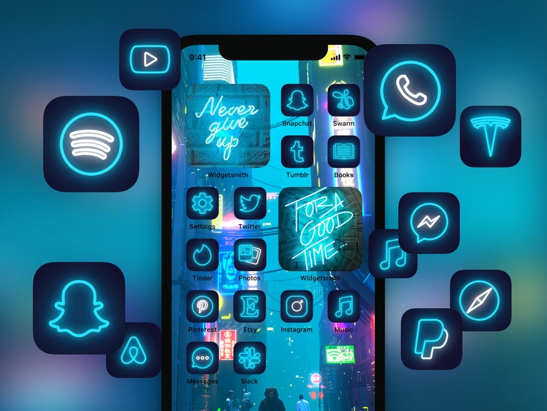 Neon app icons blue Idea