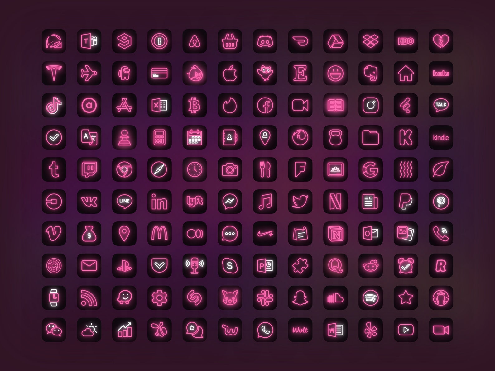 120 Pink Neon iOS 14 App Icon Pack Unique Aesthetic for Etsy 120 Pink Neon iOS 14 App Icon Pack Unique Aesthetic for Etsy