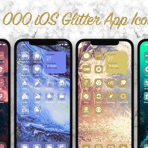 2 000 Glitter App Icons for iOS Home Screen | Perfect Sparkling Aesthetic Pack for Shining iPhone or iPad
