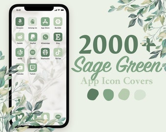 2.000 Sage Green Aesthetic Icons Pack Covers for iOS | High Quality Theme with Shades of Green for your iPhone Home Screen