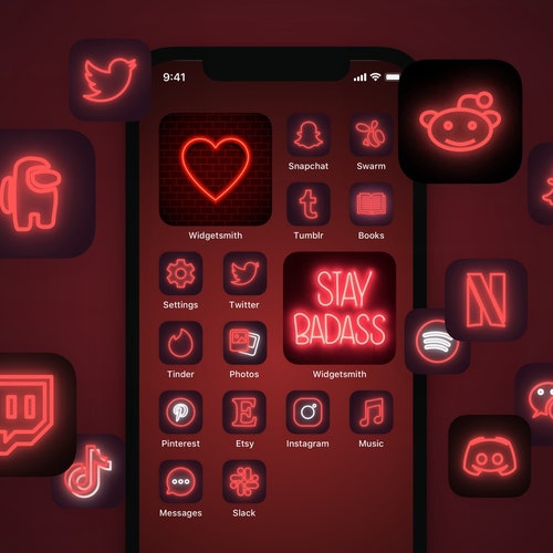 neon red shortcuts app icon