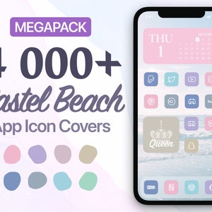 Beach Aesthetic Mega Pack with 4 000+ Pastel App Icons for your iOS Home Screen | Unique Bundle for iPhone or iPad customisation