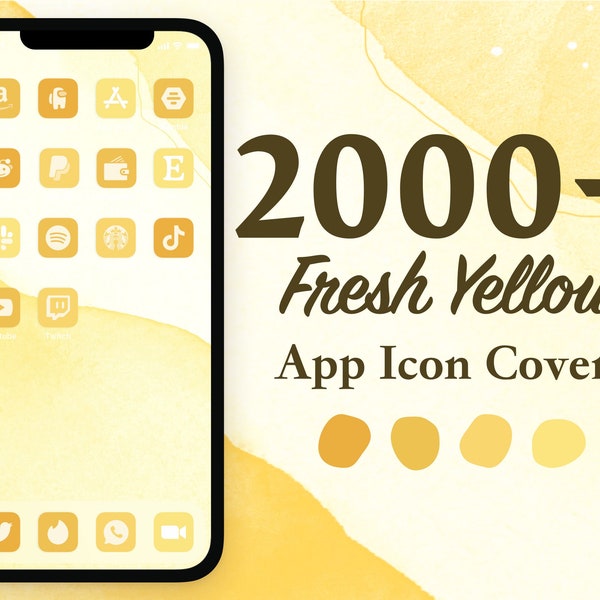 iOS Yellow App Icons Pack for your iPhone | 2 000 App Covers Aesthetic Bundle for custom home screen