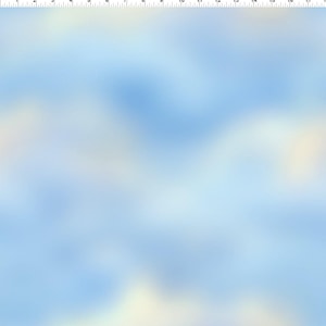 May include: A seamless fabric with a soft, blurred design in shades of light blue and white, resembling a cloudy sky. The pattern is smooth and flowing, creating a gentle, airy aesthetic. The fabric is likely used for apparel or home decor.