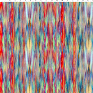 May include: Abstract fabric with a vertical stripe pattern in a vibrant array of colors. The design features a blend of red, orange, yellow, green, blue, and purple hues, creating a visually dynamic and textured effect. Ideal for textile projects.
