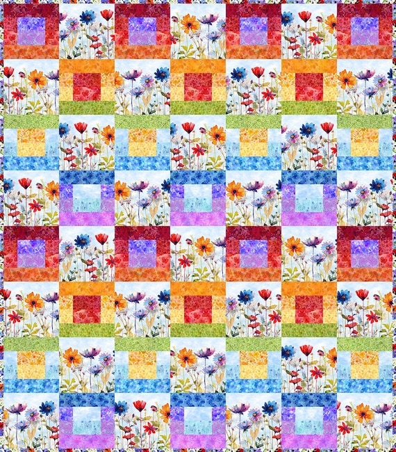 Blooming Day & Night Strip Quilt Kit by Jason Yenter for In The Beginning Fabrics