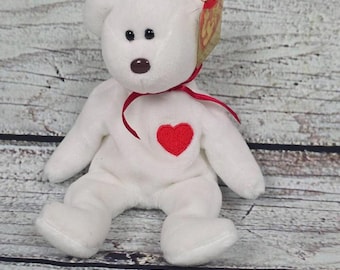 TY Beanie Baby Valentino White Bear Red Heart NWT