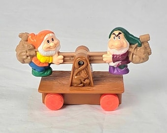 Disney Snow White Dwarfs See-Saw Toy – Happy & Grumpy – Pull / Push Rolling
