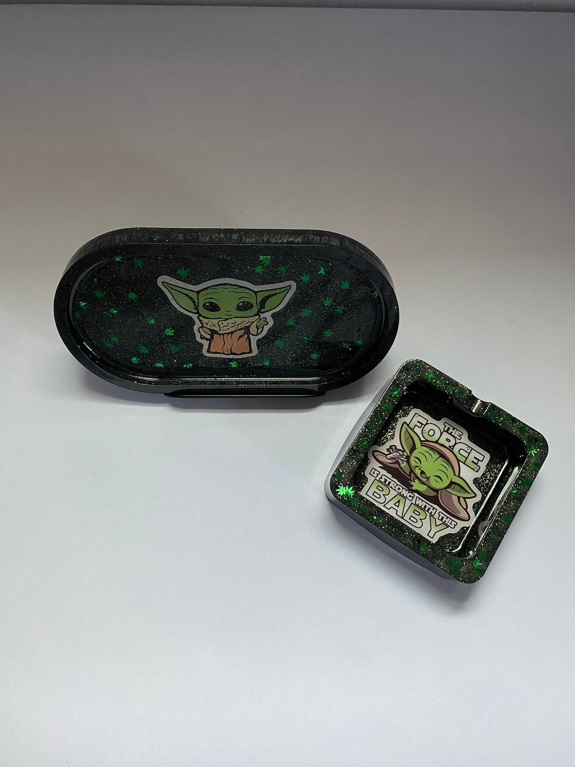 Baby Yoda Rolling tray & Ashtray Set Black Etsy