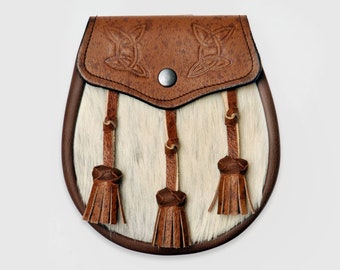 Semi-dress Sporran – Brown Pigskin con bel celtic nodo-lavoro