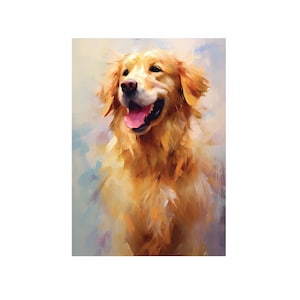 Majestic Golden Retriever Digital Print - Instant Download, dog poster, golden retriever painting, digital art, printable wall art