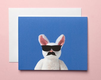 Silly Mustache Bunny Father's Day, Funny Mustache Card for Friend, Funny Bunny Card For Him