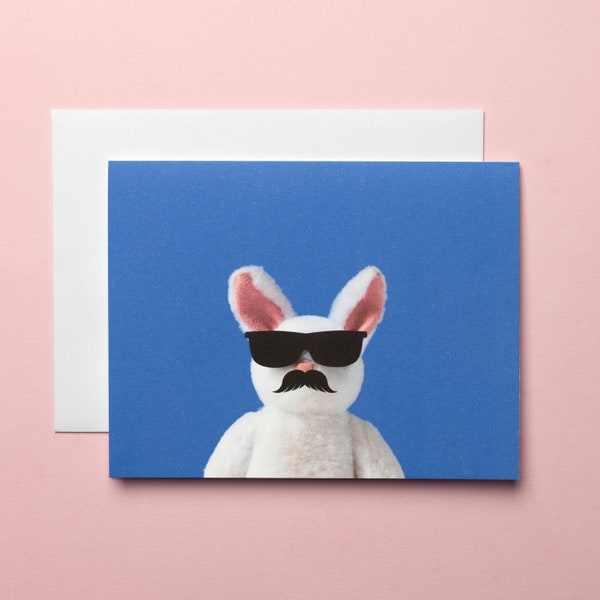 Silly Mustache Bunny Father's Day, Funny Mustache Card for Friend, Funny Bunny Card For Him