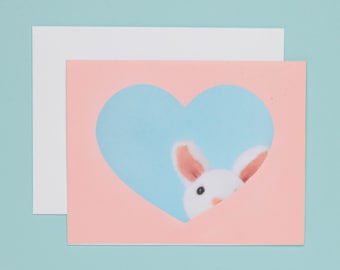 Bunny Love Card, Valentine's Day Card, Thinking of You Card, Gratitude Card, Friendship Appreciation Card, Blank Greeting Card