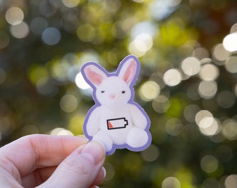 Low Battery Mia Rabbit Sticker - 2 inches