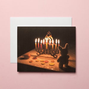Carte Chanukah/Hanukkah/Menorah pour la famille ou les amis
