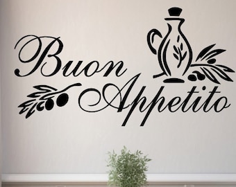 BUON Appetito Vinyl Decal for Kitchen - Italian Food BUON Appetito Vinyl Decal - Kitchen Wall Art, Food Lover Sticker, Dining Room Decor