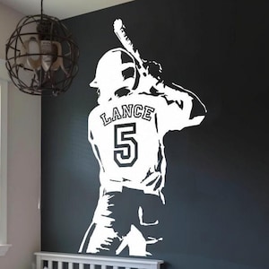 Personalized Baseball Player Wall Decal - Customize with Your Name & Numbers - Vinyl Sticker for Kids Bedroom Decor