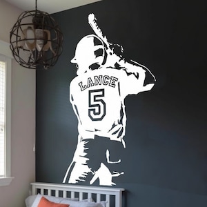 Personalized Baseball Player Wall Decal - Customize with Your Name & Numbers - Vinyl Sticker for Kids Bedroom Decor