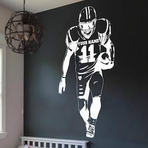 Custom Football Player Wall Decal - Personalize with Name & Numbers - Player Jerseys Vinyl Sticker
