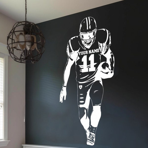 Custom Football Player Wall Decal - Personalize with Name & Numbers - Player Jerseys Vinyl Sticker
