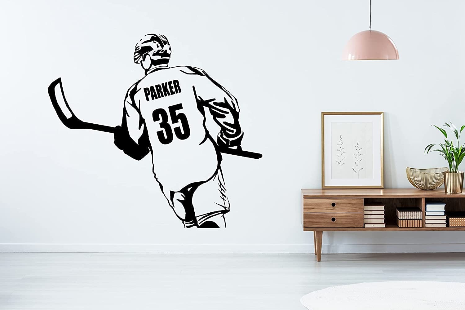 Custom Hockey Player Wall Decal Personalize With Name & Number XL Size