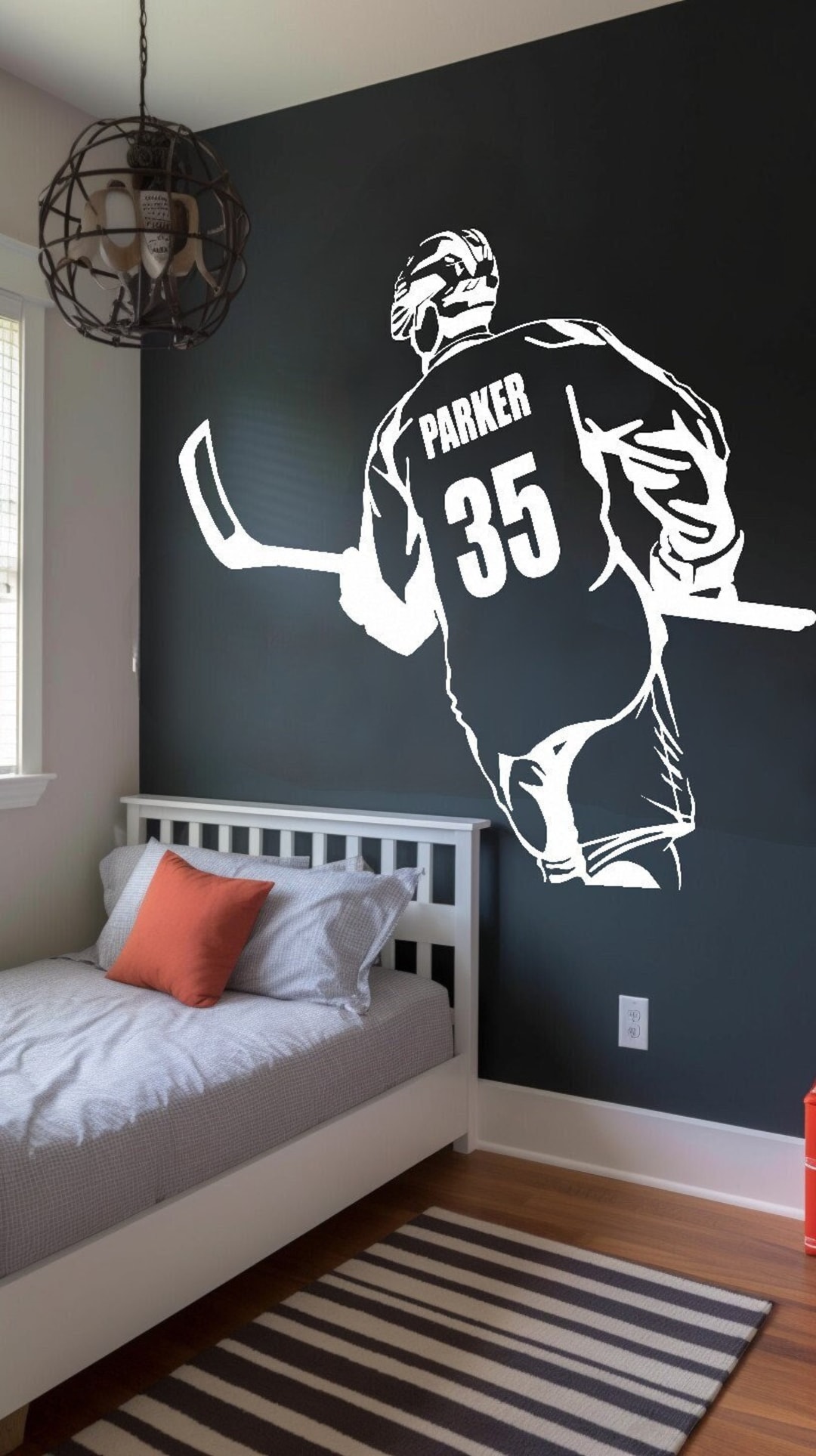 Custom Hockey Player Wall Decal Personalize With Name & Number XL Size