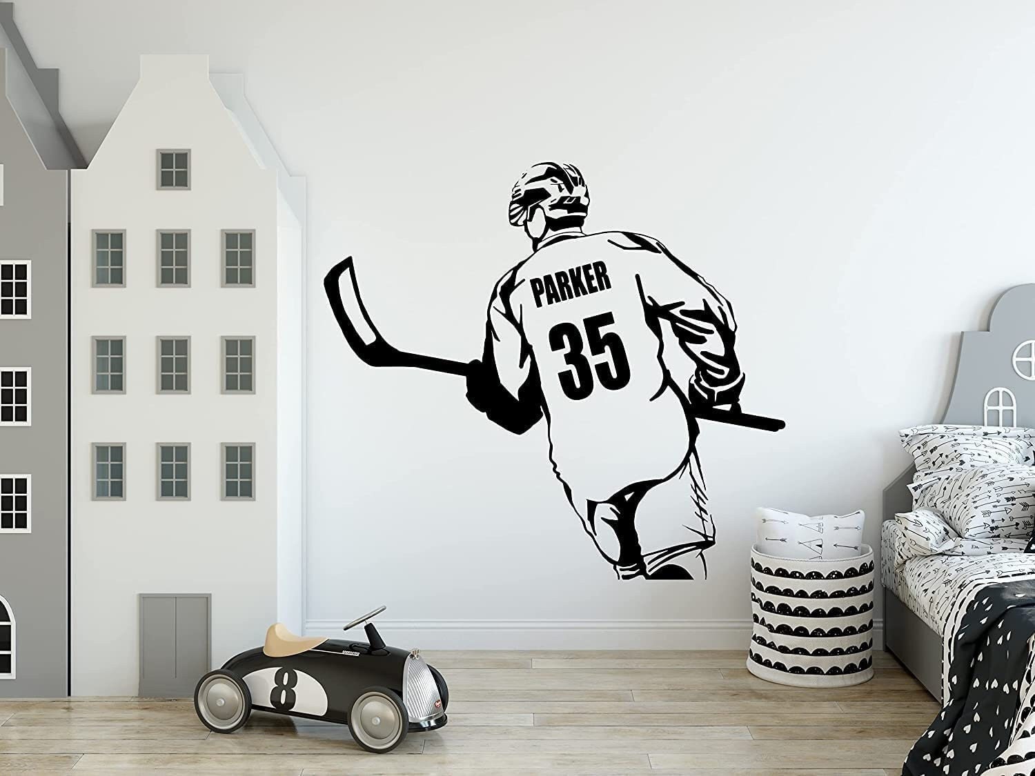 Custom Hockey Player Wall Decal Personalize With Name & Number XL Size