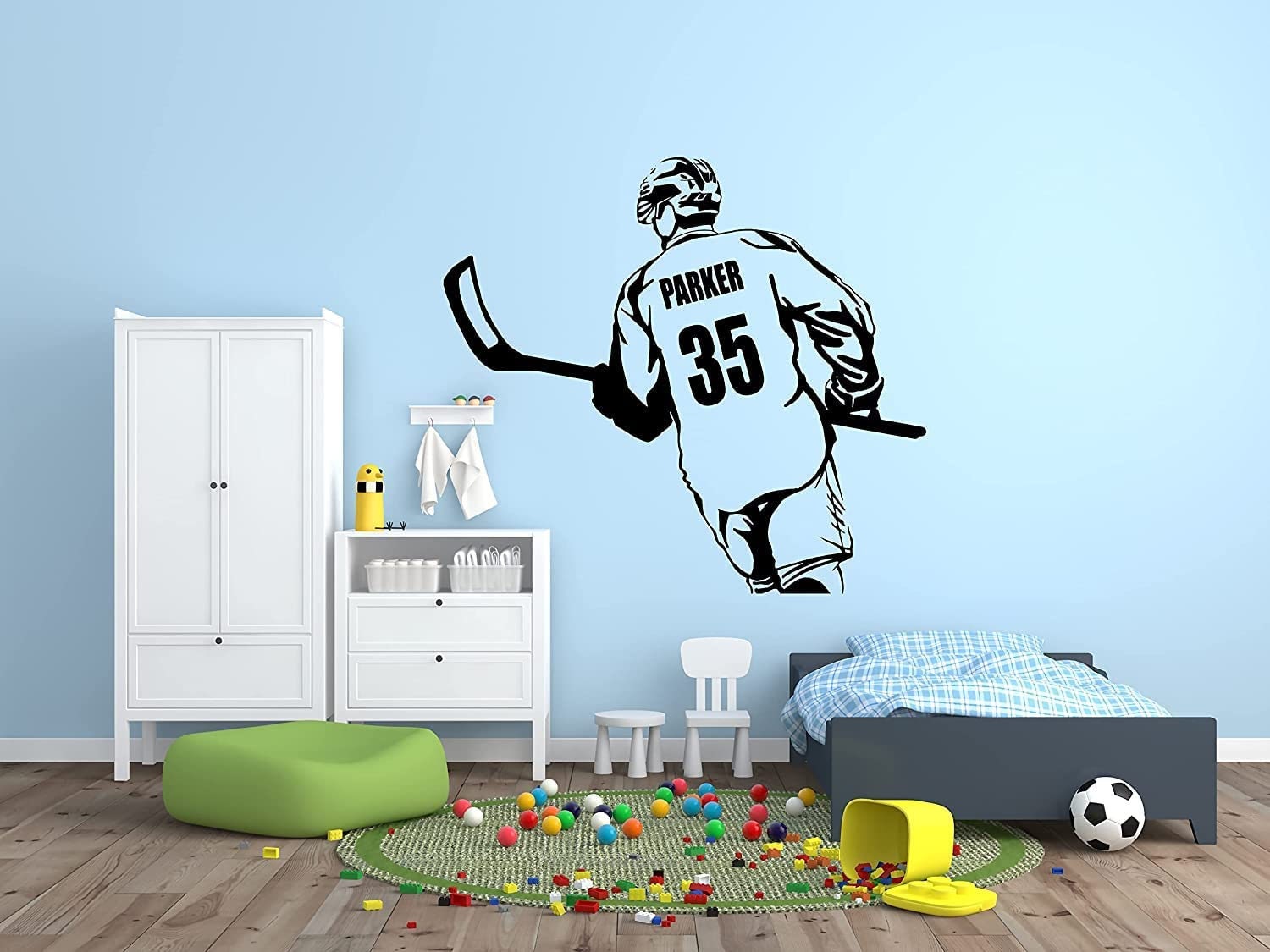Custom Hockey Player Wall Decal Personalize With Name & Number XL Size