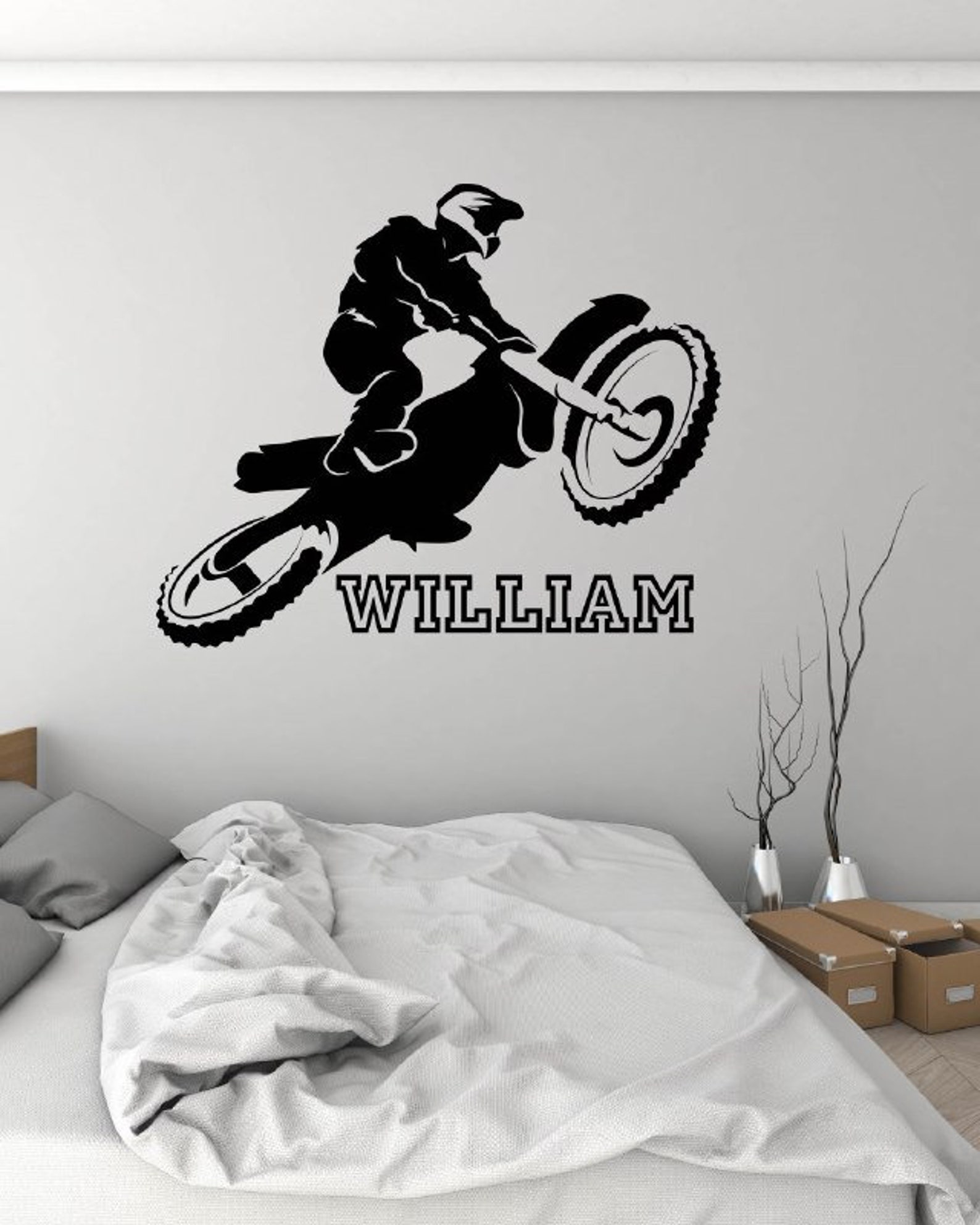 Custom Motocross Bike Name Wall Decals Personalized Boys Etsy