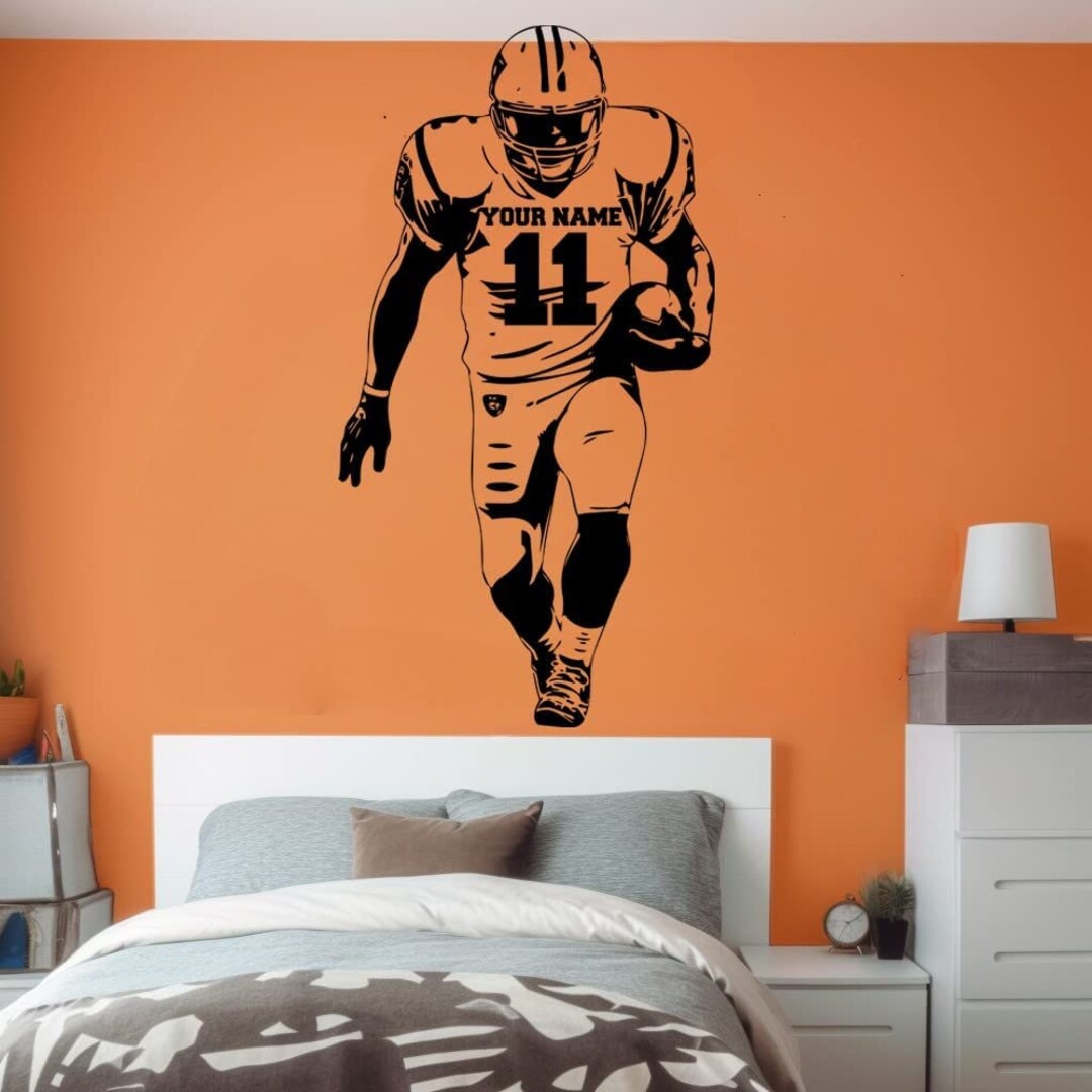 Custom Football Player Wall Decal Personalize With Name & Etsy
