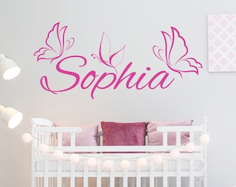 Personalized Butterfly Name Wall Decal: Baby Girl Nursery Decor