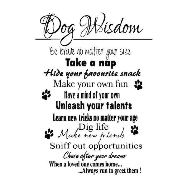 Dog Wisdom Quote Vinyl Wall Decal - Pet Lover Home Decor
