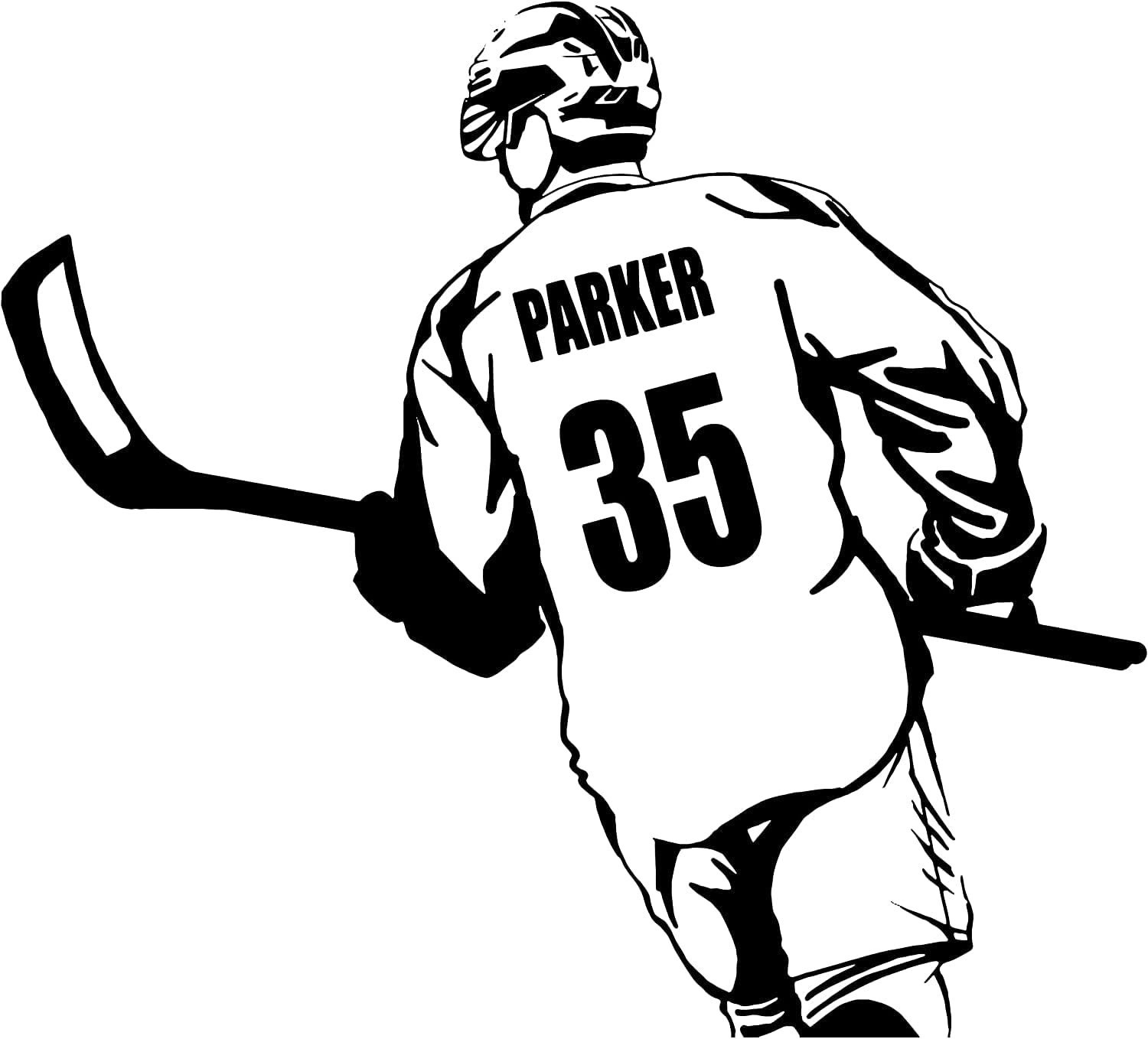 Custom Hockey Player Wall Decal Personalize With Name & Number XL Size