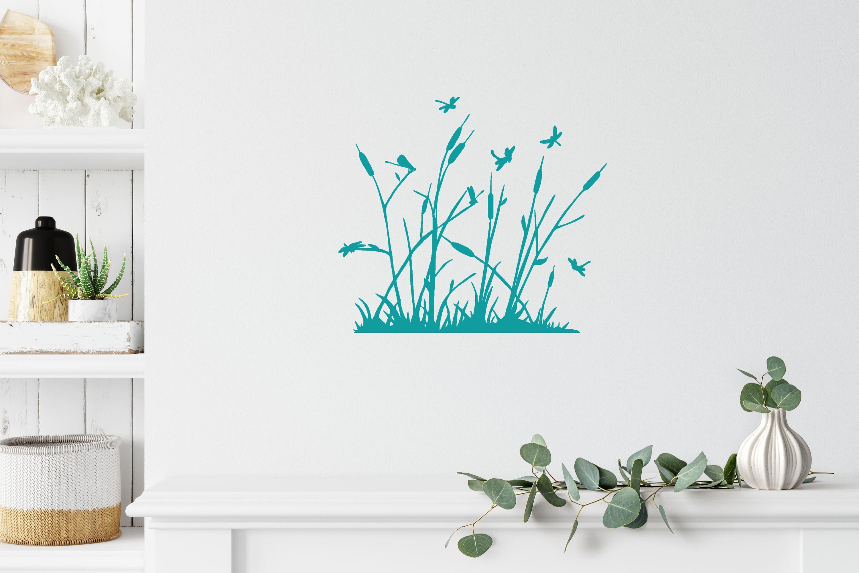 Wall Vinyl Decal Dragonfly Reeds Home Decorations Easy to remove