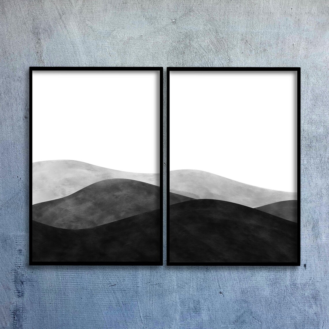 Abstract black and white printable wall art landscape art Etsy