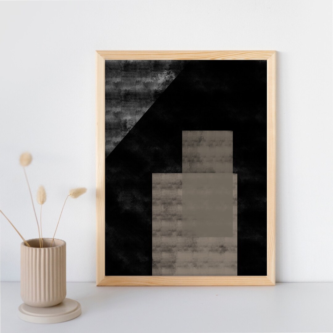 Abstract Beige and Black Printable Wall Art, Geometric Art Poster ...