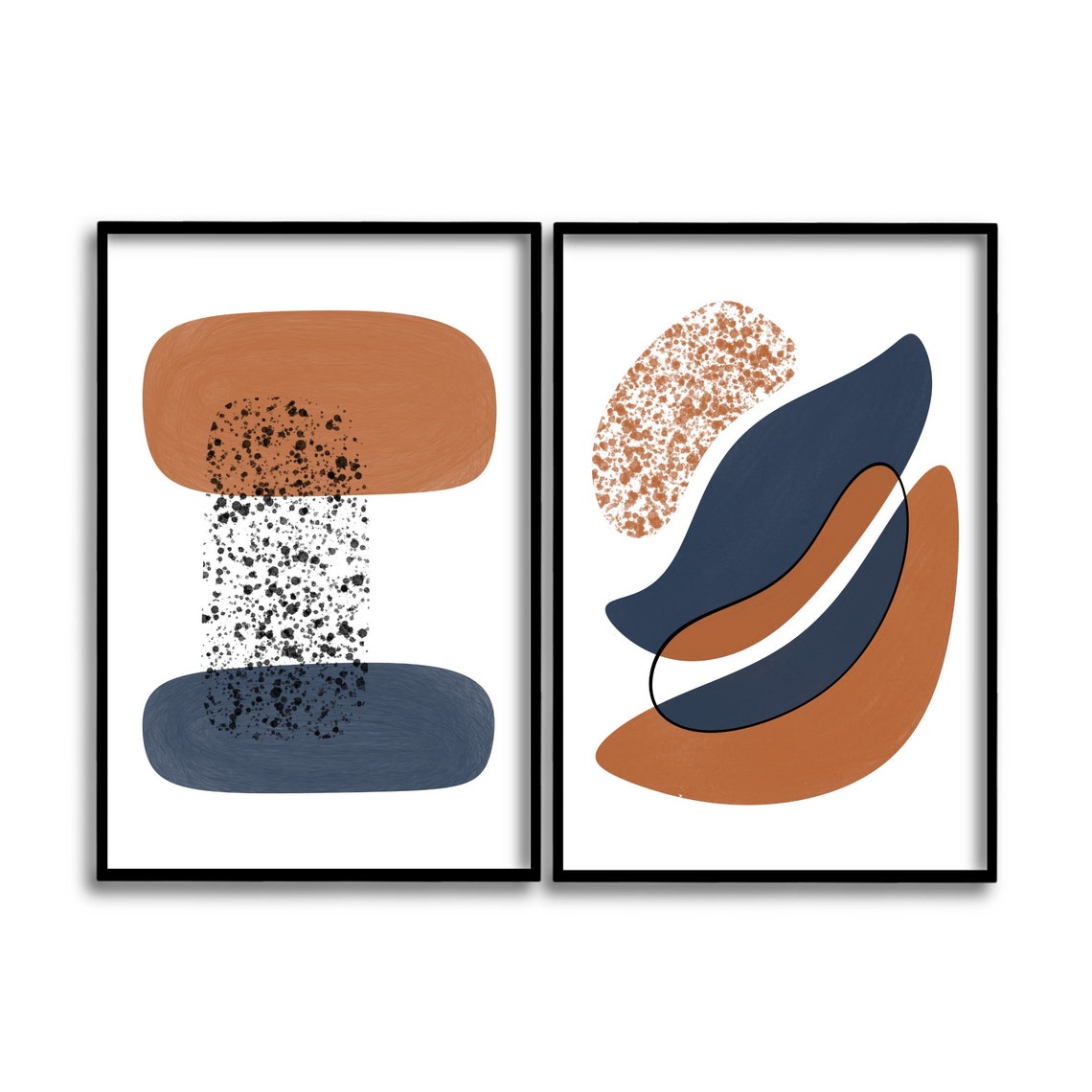 Terracotta and navy blue printable wall art rust and blue Etsy