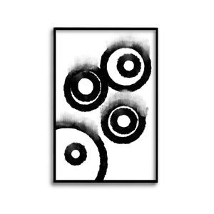 Black and white circle printable wall art abstract wall | Etsy