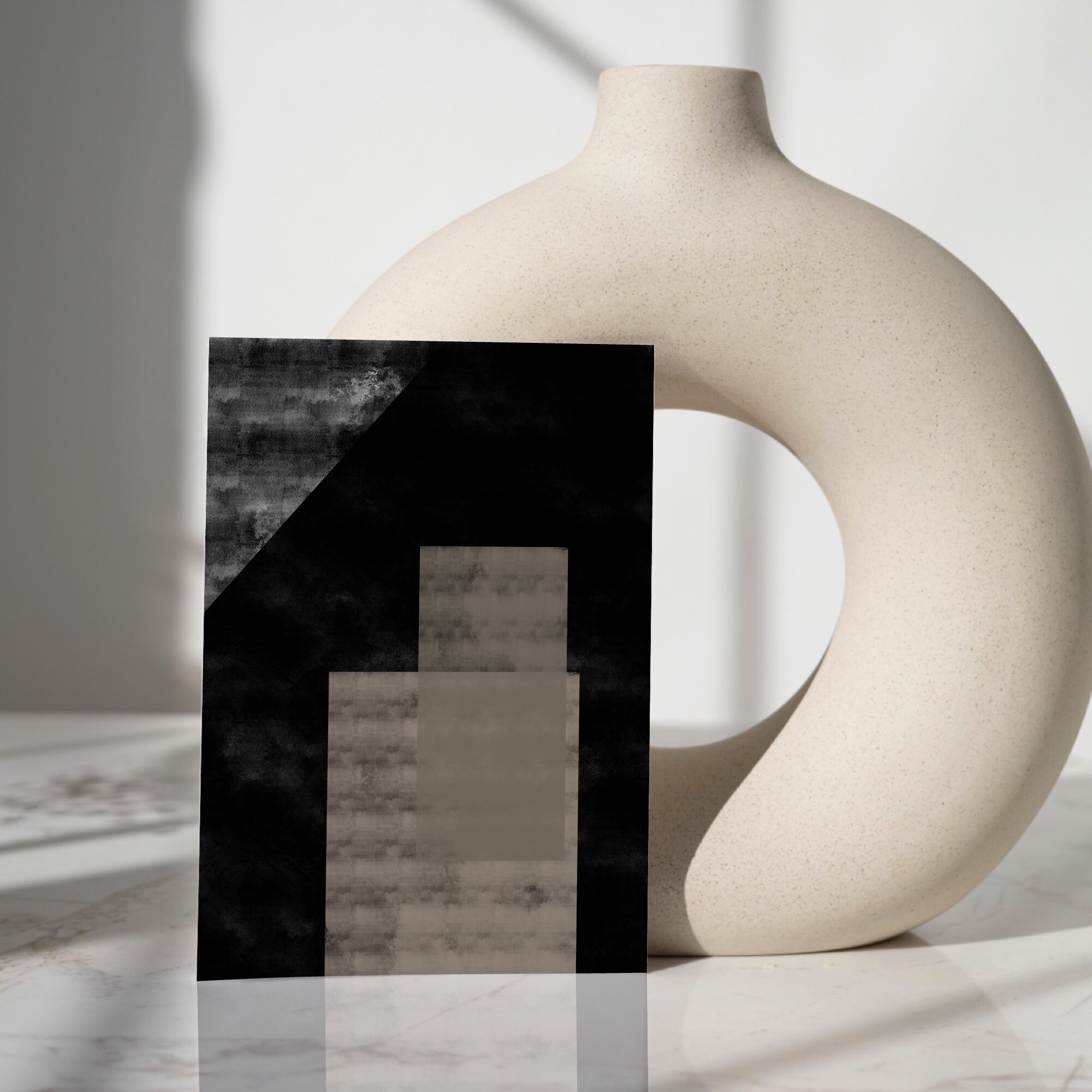 Abstract Beige and Black Printable Wall Art, Geometric Art Poster ...