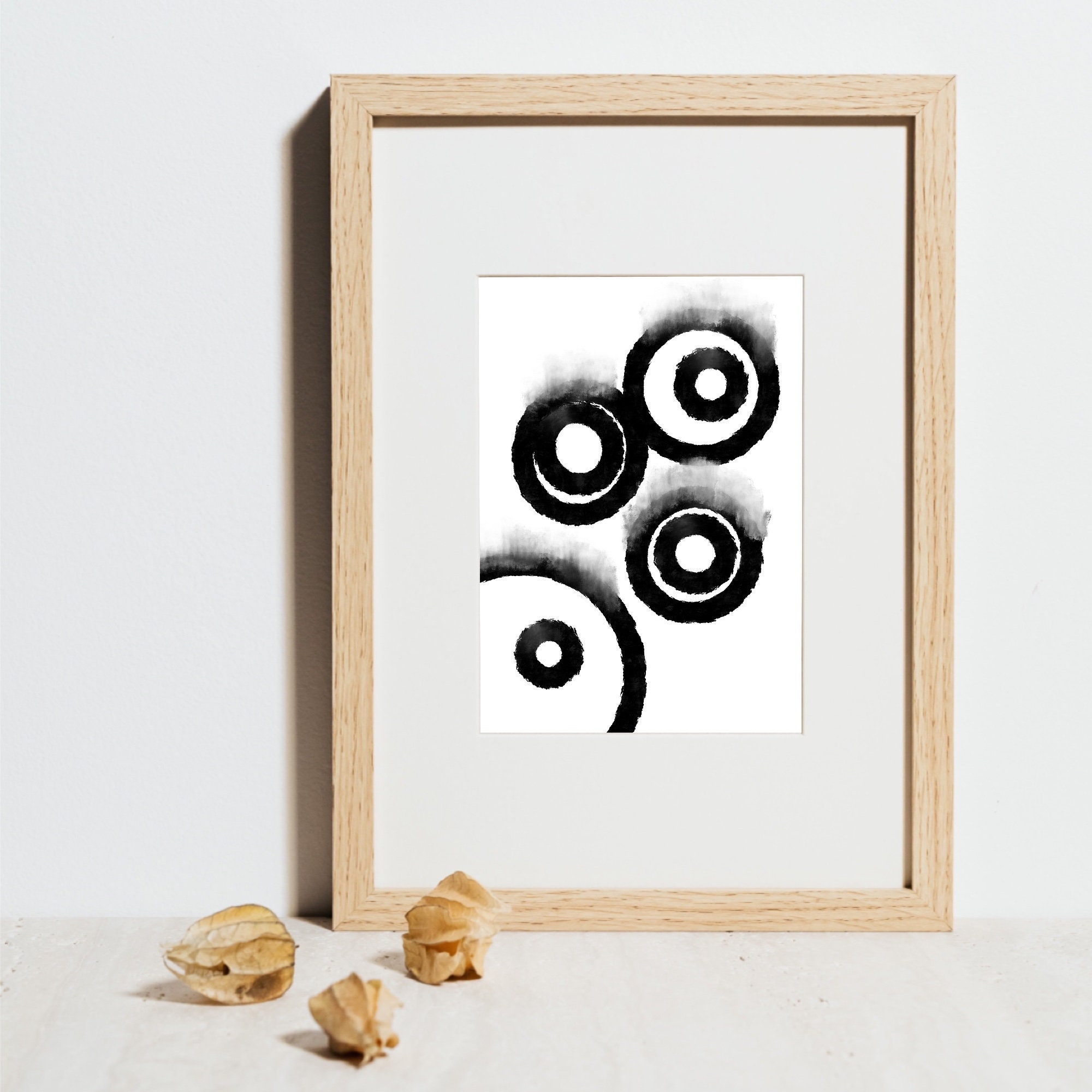 Black and White Circle Printable Wall Art, Abstract Wall Decor ...