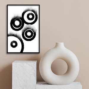 Black and white circle printable wall art abstract wall | Etsy