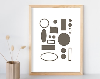 Minimalist beige printable wall art, abstract shapes wall decor, geometric art poster, modern neutral colors art print