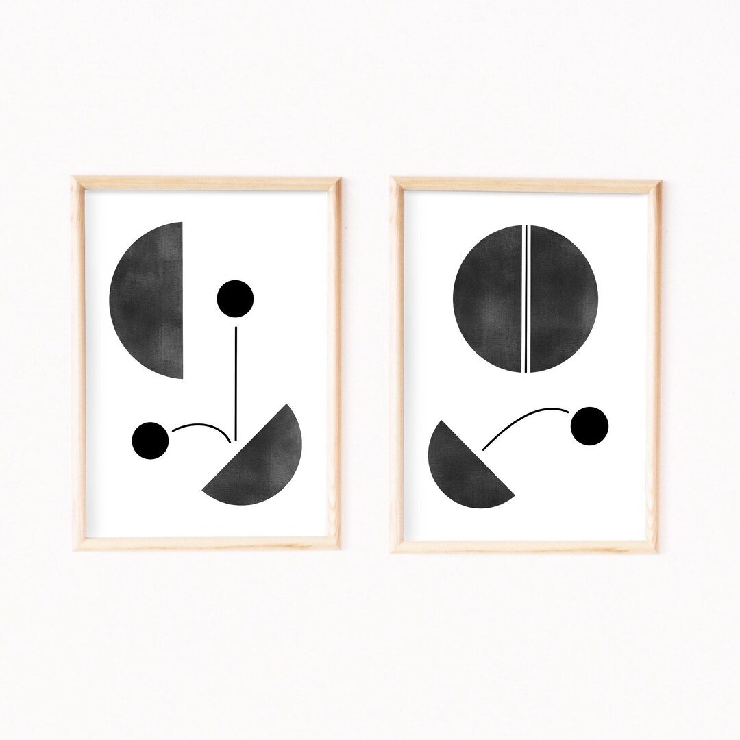 Abstract Black and White Printable Wall Art, Geometric Art Prints, Mid ...