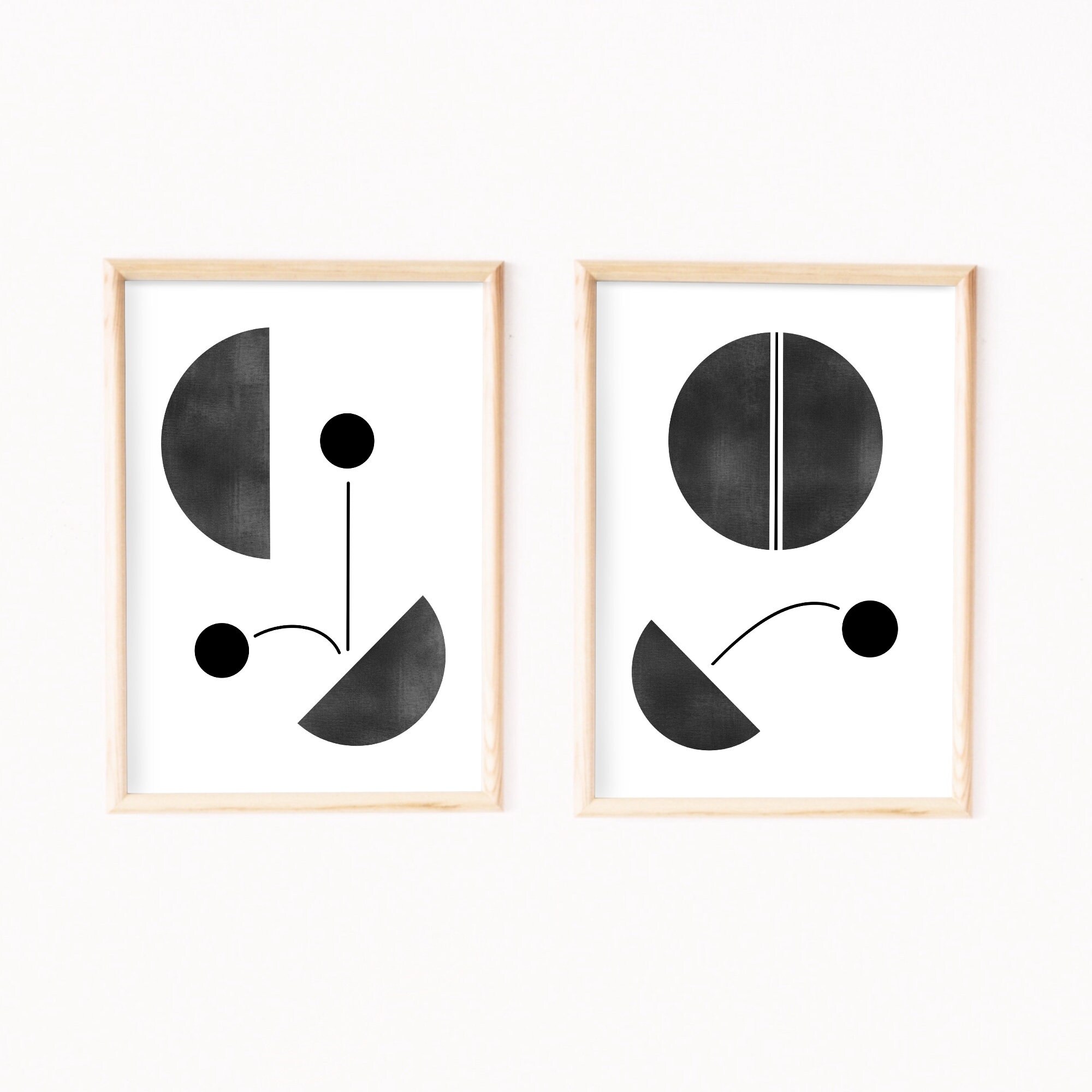 Abstract Black and White Printable Wall Art, Geometric Art Prints, Mid ...