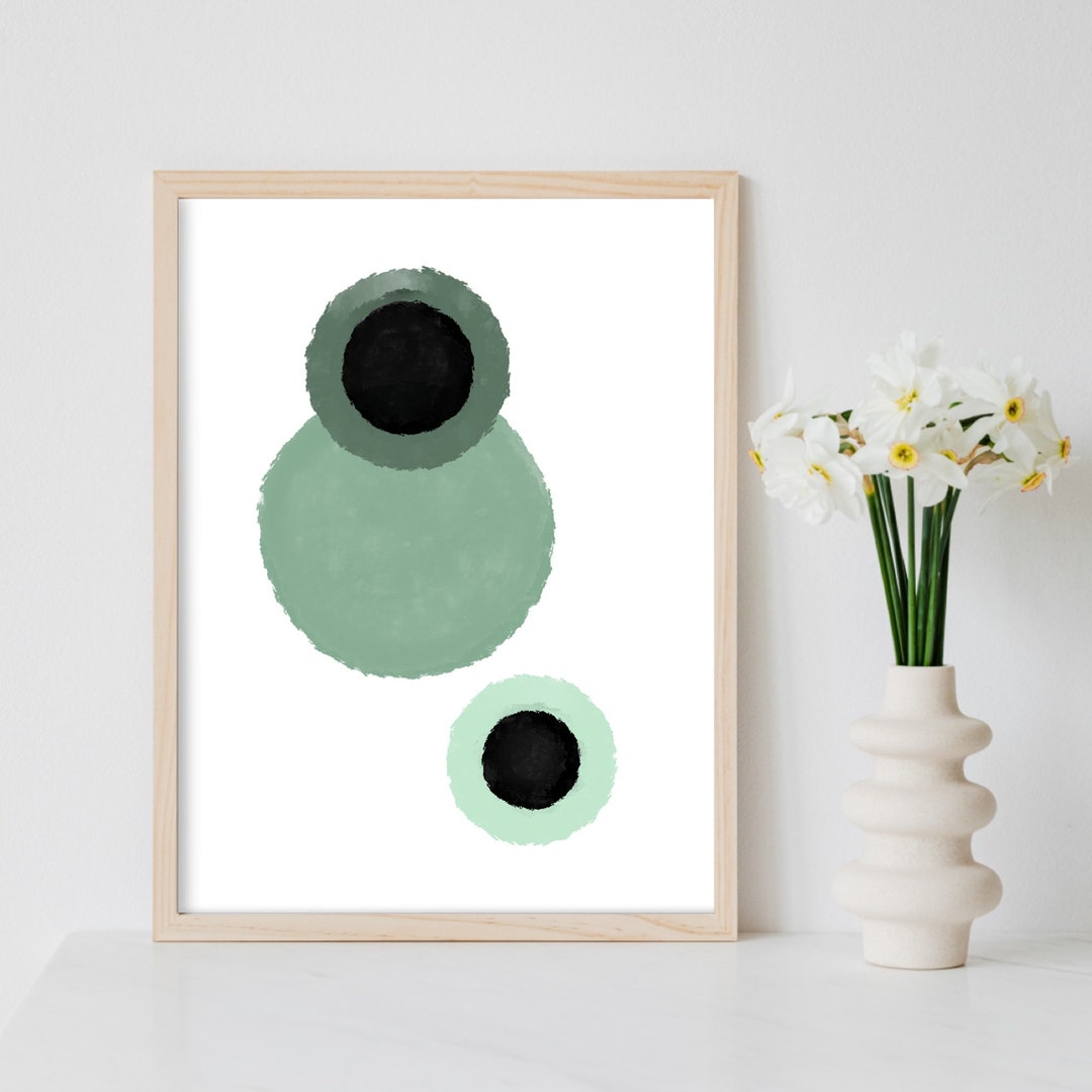 Geometric Sage Green and Black Printable Wall Art, Minimalist Art Print ...
