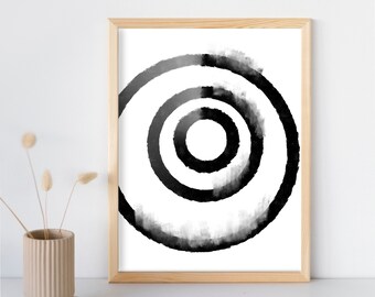 Geometric Black and White Minimalist Circle Wall Art - Etsy