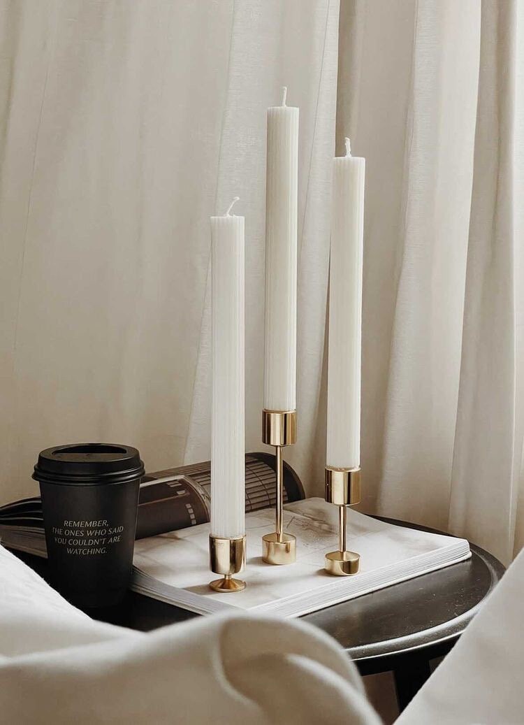 Bougies Piliers Côtelées - Blanc Pack de 2