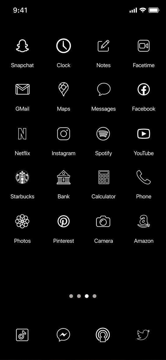 Black And White 300 Aesthetic Custom App Icons Pack Etsy